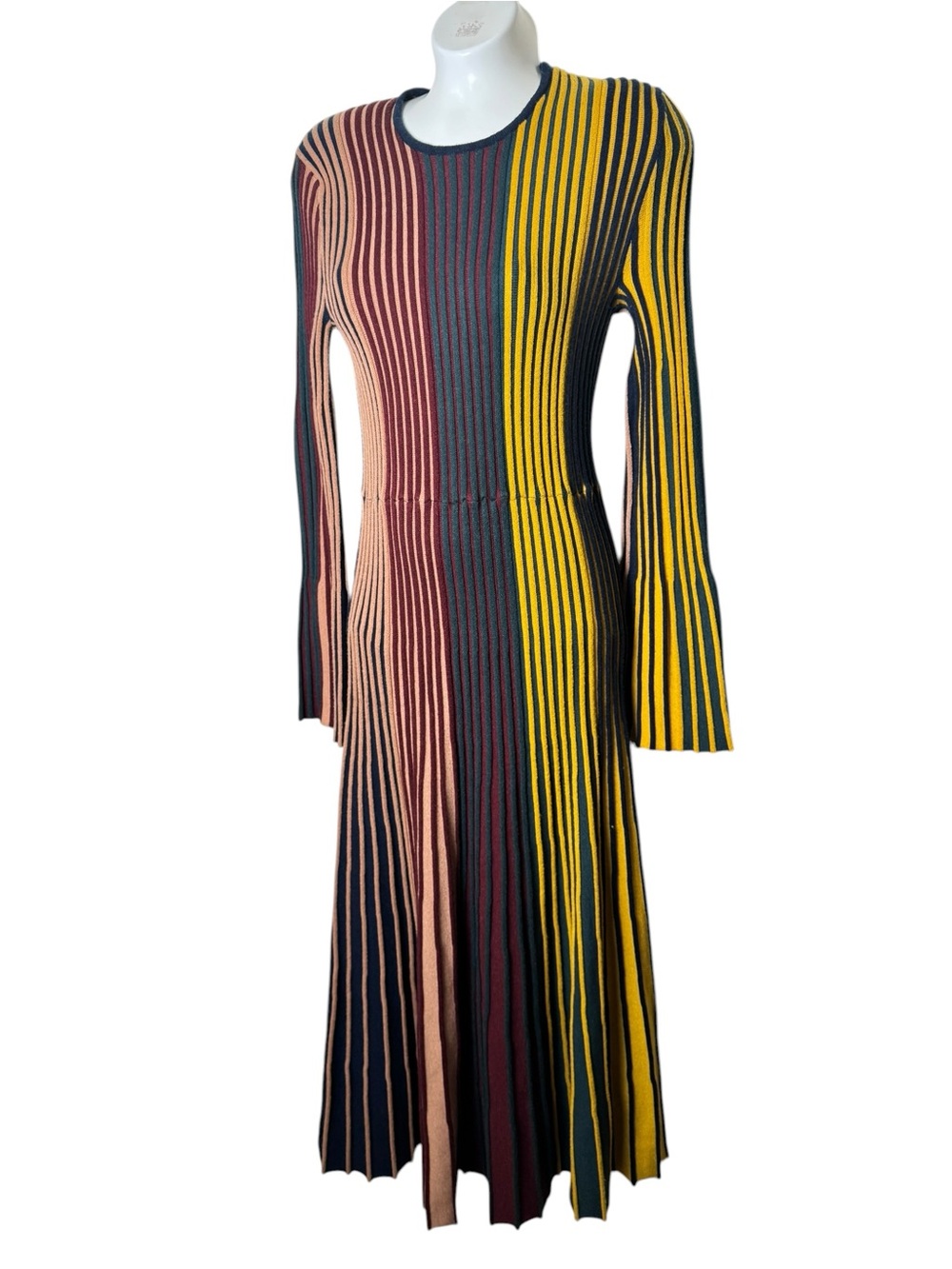 Simon Miller Celia Striped Long Sleeve Ribbed Midi Dress - Picture 5 of 11
